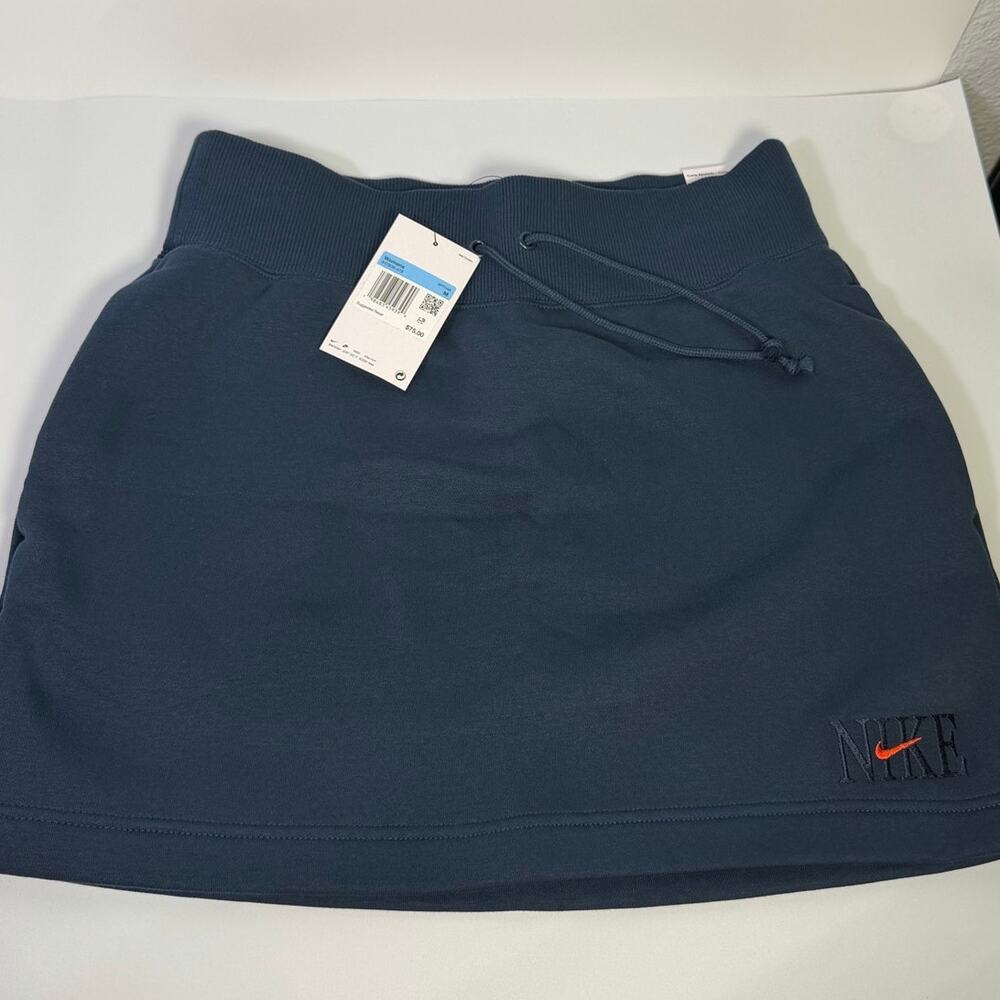 Nike Women’s Fleece Drawstring Mini Skirt Navy Blue Size M NWT